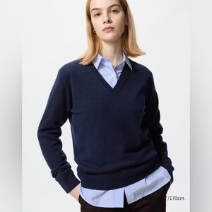 Uniqlo Navy V-Neck Sweater